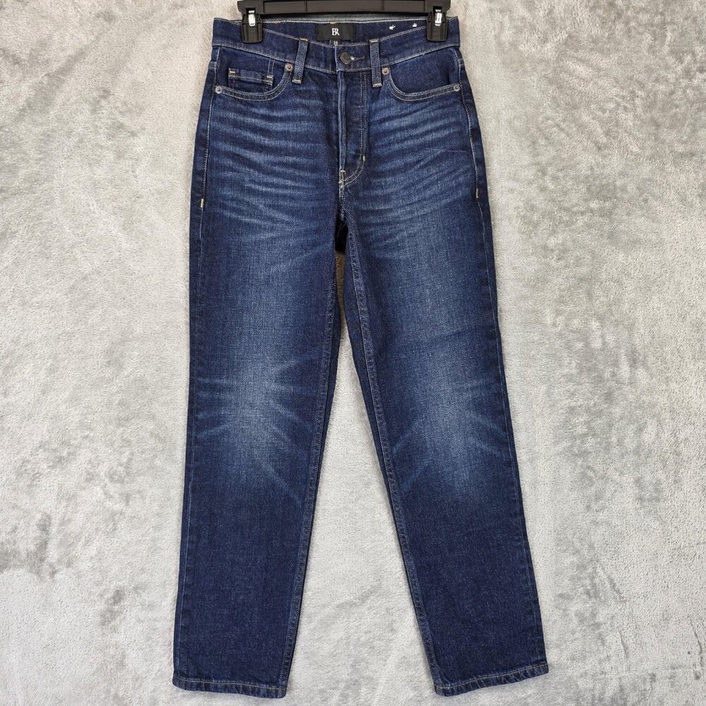 Banana Republic Jeans Womens 25 Blue The Straight J Dark Wash Button Fly Denim